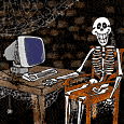 skeleton on an older computer